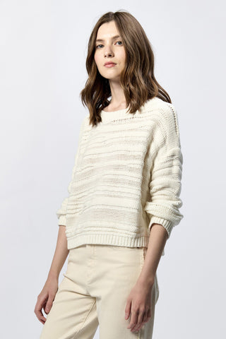 ANNELI RELAXED CREW NECK FIT SWEATER WHITE