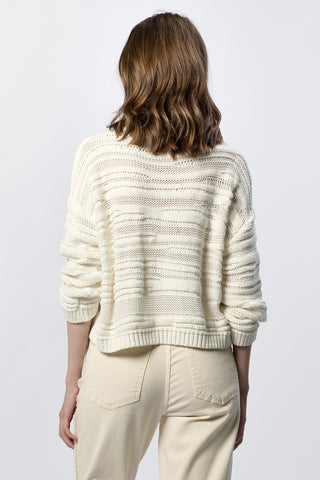 ANNELI RELAXED CREW NECK FIT SWEATER WHITE