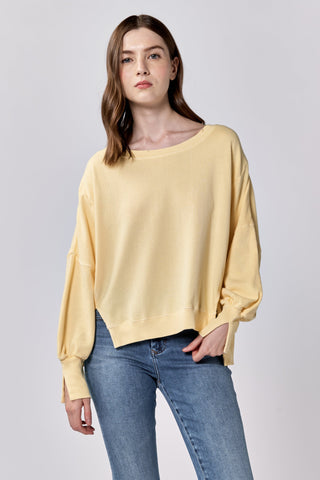 TRENTON CREW NECK LONG SLEEVE OVERSIZED SWEATER PALE BANANA