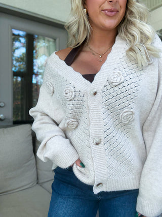ROSETTA 3D KHIT FLOWERS CARDIGAN - SADIE & SAGE