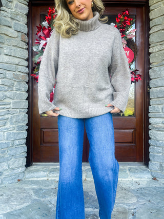 ALLIE OVERSIZED TURTLENECK (TAUPE)