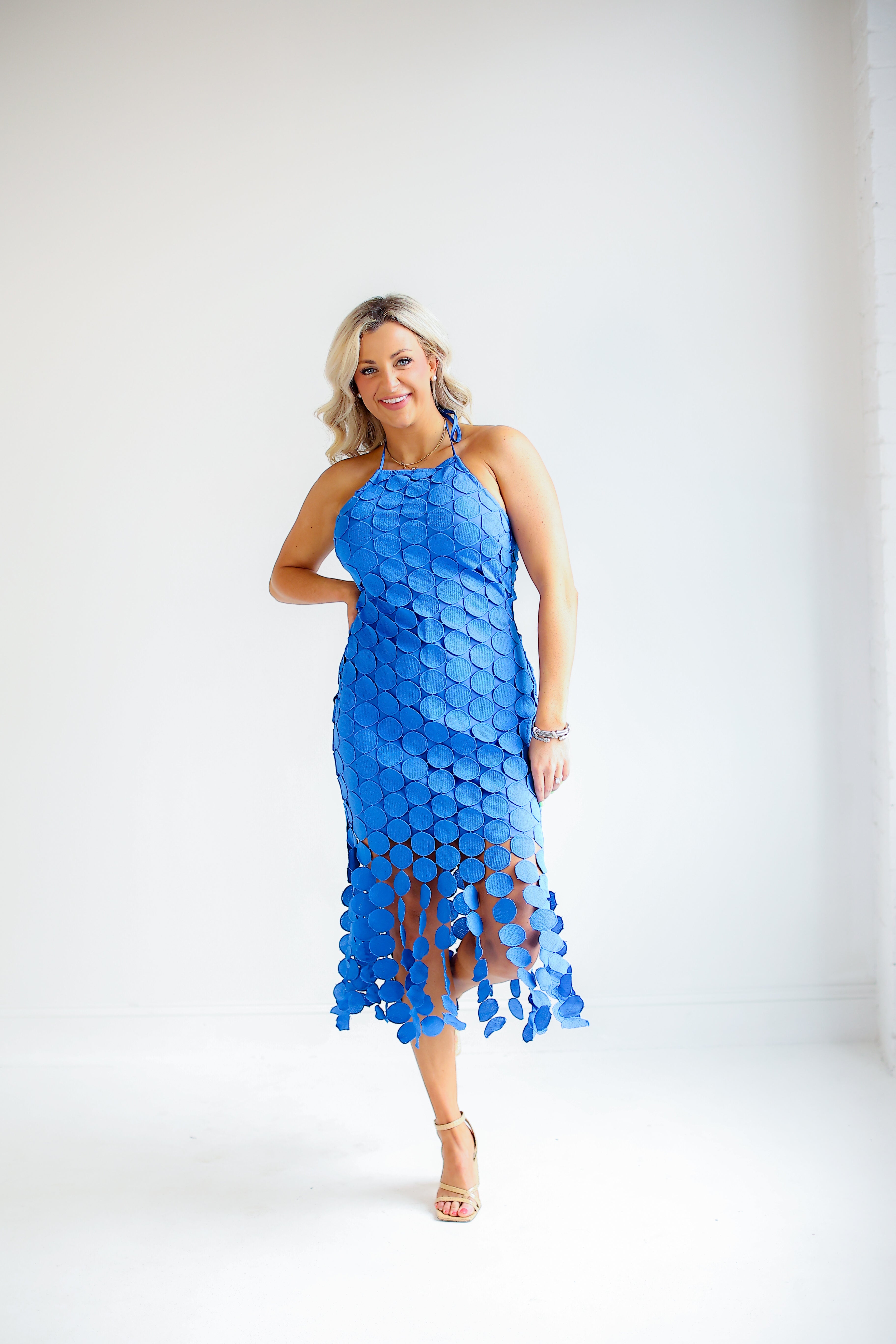 Circle Fringe Crochet flocking Midi Dress (Royal Blue) Posh Boutique KY Circle Fringe Crochet flocking Midi Dress (Royal Blue) Posh Boutique KY