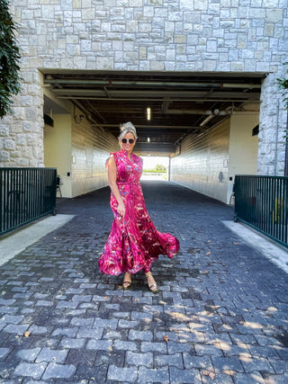 FLORAL PRINT (FUCHSIA) MAXI DRESS