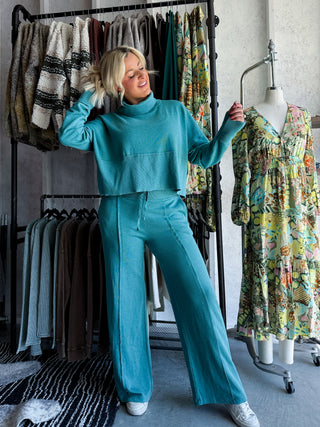 Terry Wide Leg Set (Slate Green)