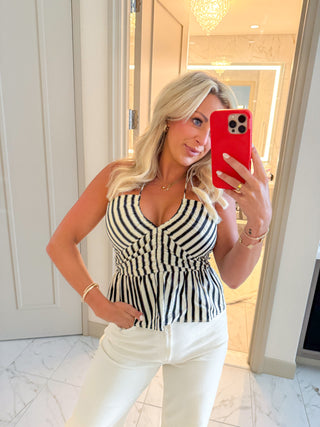 Aeries Halter Top (Black/White)