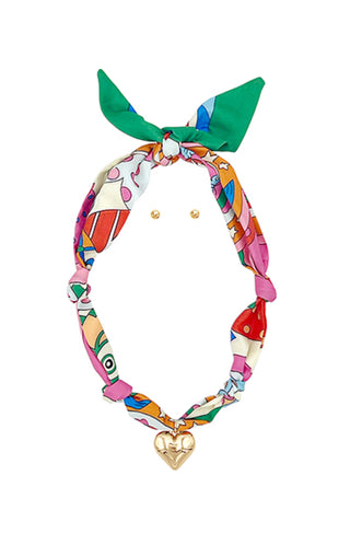 Scarf & Bold Heart Charm Necklace Set