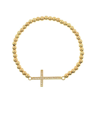 Cross & Stainless Steel Ball Bracelet
