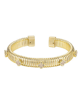 CZ Clover Accent Omega Cuff