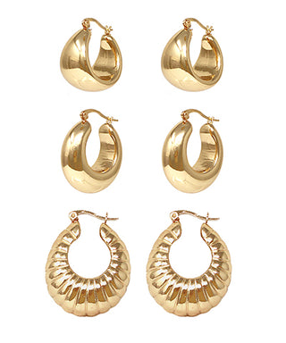 Textured Bold 3 Set Hoops