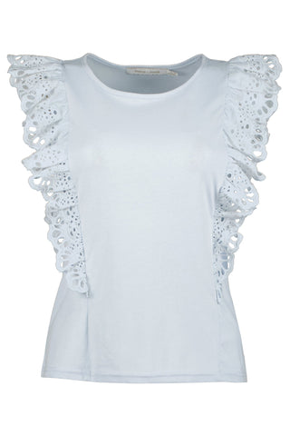 BRUNA EYELET TEE IN LIGHT BLUE - BISHOP & YOUNG