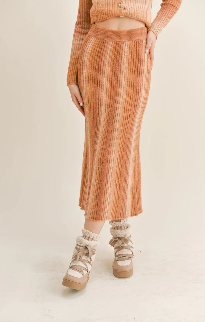 Astrid Ombre Midi Skirt (Orange Multi) - Sage The Label