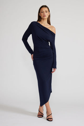 ALISSA ASYMETRICAL DRESS (NAVY) - LUCY PARIS
