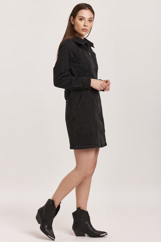 The 'SAGE' LONG SLEEVE FRONT ZIP DRESS BLACK