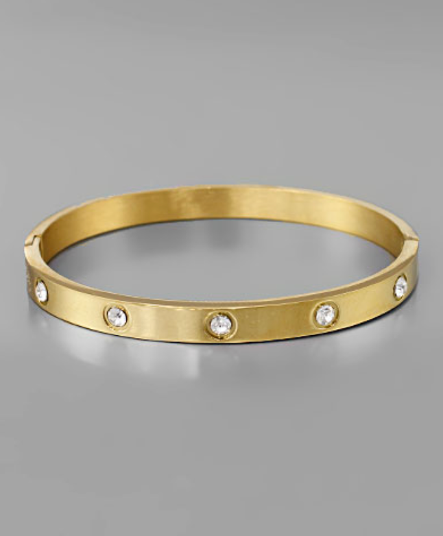 Crystal Engraved Bracelet in Gold
