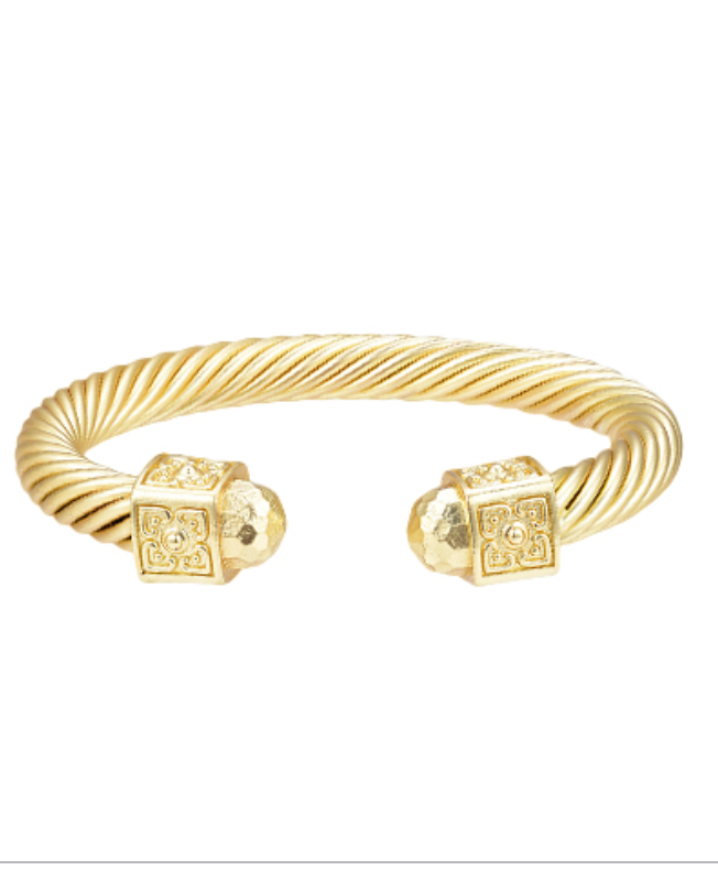 Square End Cable Cuff in Gold