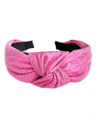 Metallic Knotted Headband Fuchsia