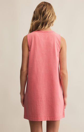 SLOANE V-NECK JERSEY DENIM MINI DRESS (SUNSET PINK) - Z SUPPLY