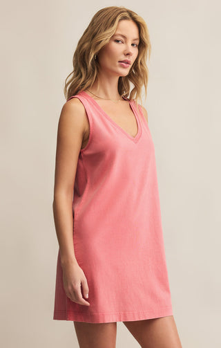 SLOANE V-NECK JERSEY DENIM MINI DRESS (SUNSET PINK) - Z SUPPLY