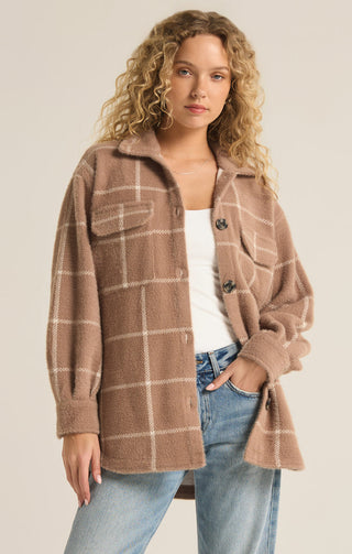 PLAID TUCKER SHIRT JACKET (HEATHER TAUPE)- Z SUPPLY