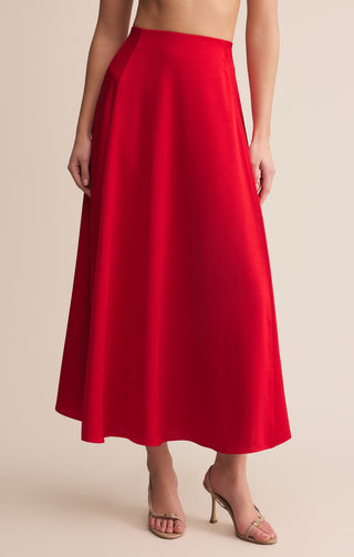 NORTHPOINTE SATIN MIDI SKIRT (FESTIVE RED) - Z SUPPLY