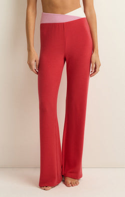 CROSS OVER COLOR BLOCK FLARE PANT (CHERRY RED) - Z SUPPLY