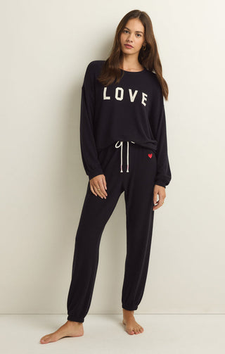 TEAM LOVE LONG SLEEVE TOP (BLACK) - Z SUPPLY