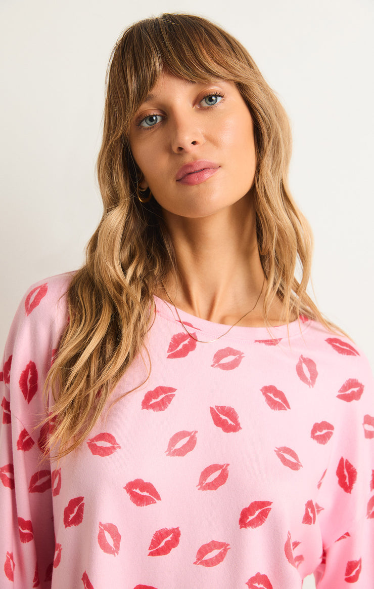 PUCKER UP KISSES LONG SLEEVE TOP (COTTON CANDY) - Z SUPPLY