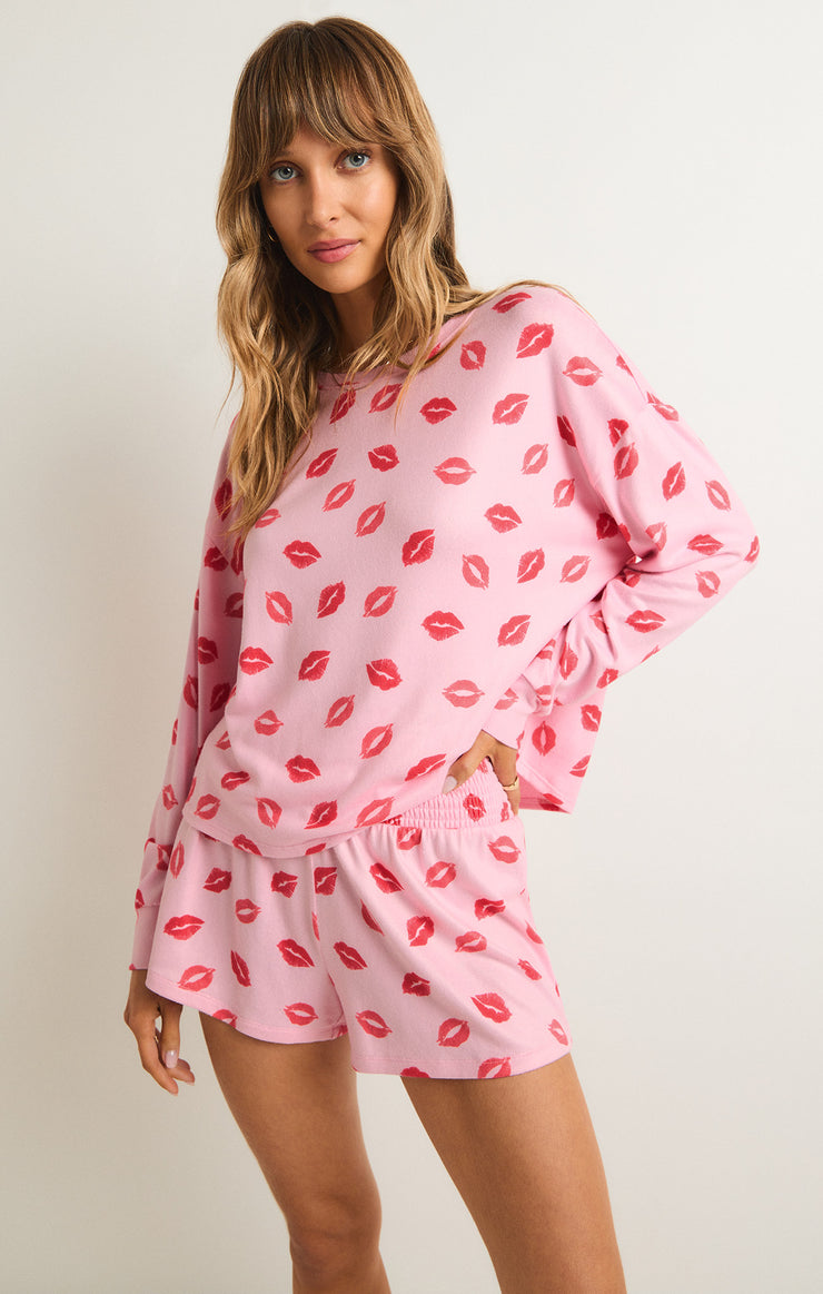 PUCKER UP KISSES LONG SLEEVE TOP (COTTON CANDY) - Z SUPPLY