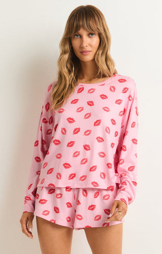 PUCKER UP KISSES LONG SLEEVE TOP (COTTON CANDY) - Z SUPPLY