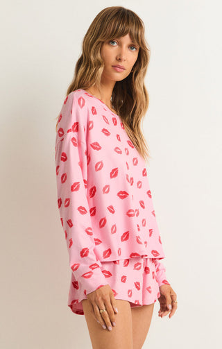 PUCKER UP KISSES LONG SLEEVE TOP (COTTON CANDY) - Z SUPPLY