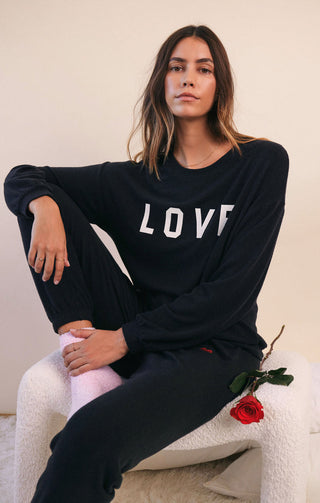 TEAM LOVE LONG SLEEVE TOP (BLACK) - Z SUPPLY