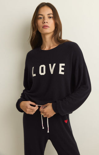 TEAM LOVE LONG SLEEVE TOP (BLACK) - Z SUPPLY