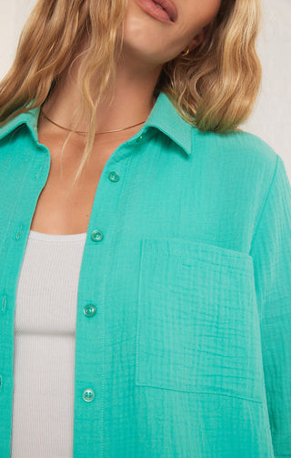 KAILI BUTTON UP GAUZE TOP (CABANA GREEN) - Z SUPPLY