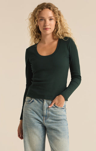 SIRENA RIB LONG SLEEVE TEE (CYPRUS GREEN) - Z SUPPLY