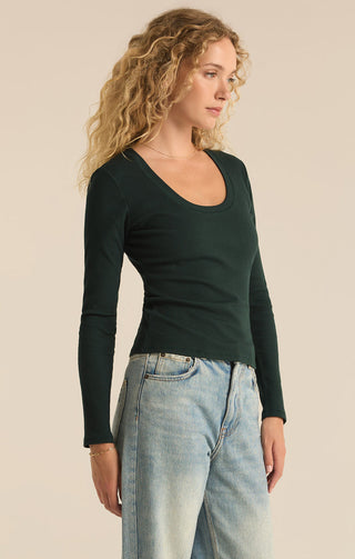 SIRENA RIB LONG SLEEVE TEE (CYPRUS GREEN) - Z SUPPLY