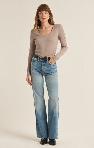 SIRENA RIB LONG SLEEVE TEE (HEATHER TAUPE) - Z SUPPLY