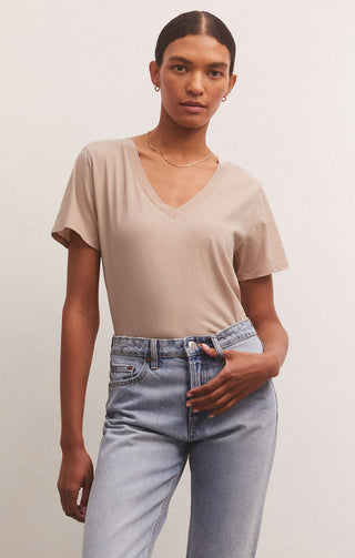 GIRLFRIEND V-NECK TEE (BIRCH) - Z SUPPLY