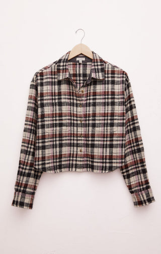 ETHAN CROPPED PLAID TOP (BLACK) - Z SUPPLY