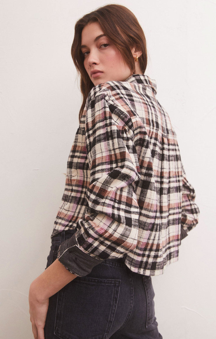 ETHAN CROPPED PLAID TOP (BLACK) - Z SUPPLY