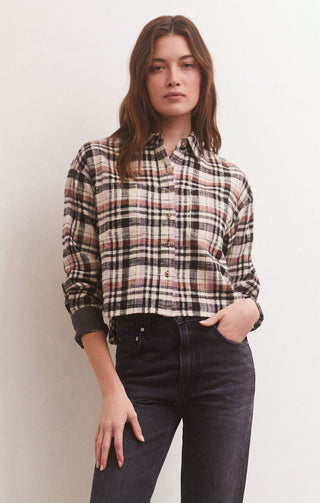 ETHAN CROPPED PLAID TOP (BLACK) - Z SUPPLY