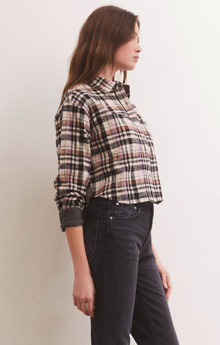 ETHAN CROPPED PLAID TOP (BLACK) - Z SUPPLY