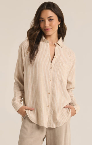 PERFECT LINEN STRIPE TOP (PUTTY) - Z SUPPLY