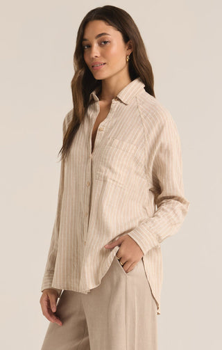 PERFECT LINEN STRIPE TOP (PUTTY) - Z SUPPLY