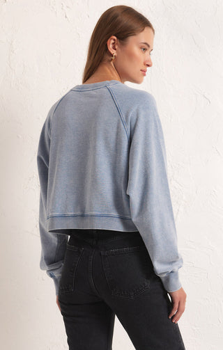 CROP OUT KNIT DENIM SWEATSHIRT - Z SUPPLY