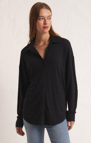 DAWSON PUCKER KNIT BUTTON UP SHIRT (BLACK) - Z SUPPLY