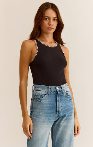 AVRIL RIB WHIPSTITCH TANK (BLACK) - Z SUPPLY