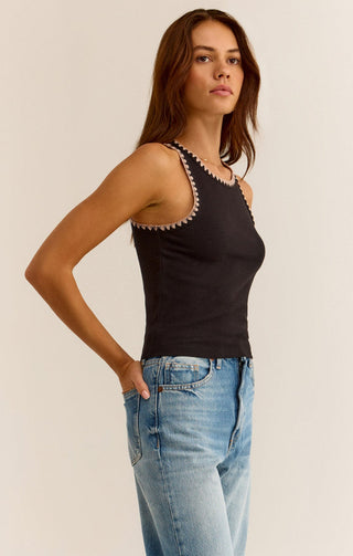 AVRIL RIB WHIPSTITCH TANK (BLACK) - Z SUPPLY