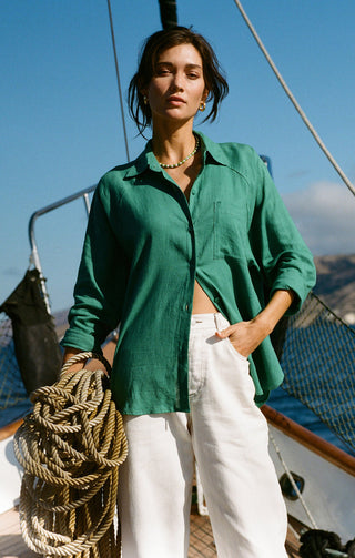 PERFECT LINEN TOP (BOTANICAL GREEN) - Z SUPPLY