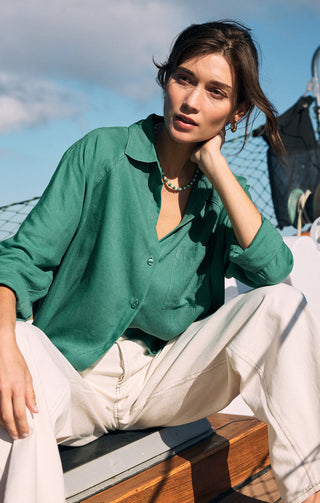 PERFECT LINEN TOP (BOTANICAL GREEN) - Z SUPPLY