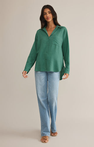 PERFECT LINEN TOP (BOTANICAL GREEN) - Z SUPPLY